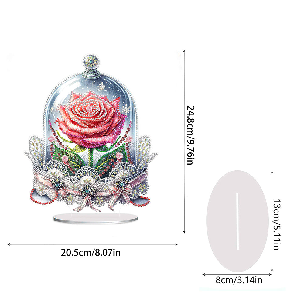 Special Shape Eternal Rose Desktop Diamond Art Kit for Home Office Desktop Decor