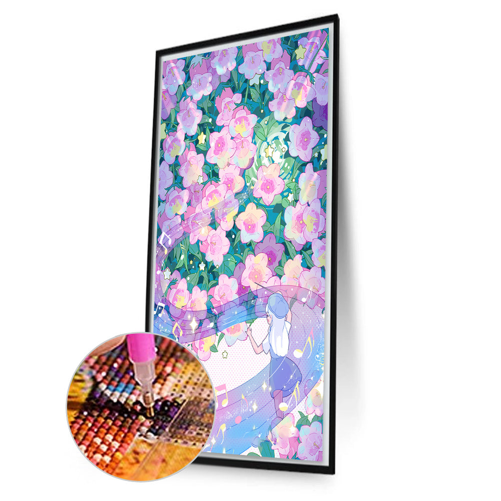 Diamond Painting - Full Round - Flower Melody and Girl (40*70CM)