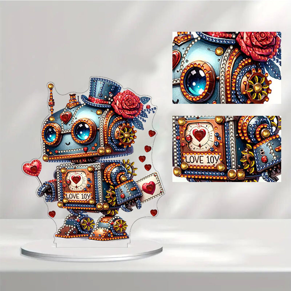 Single-Side Handmade Mechanical Rose Desktop Diamond Art Kits for Office Decor