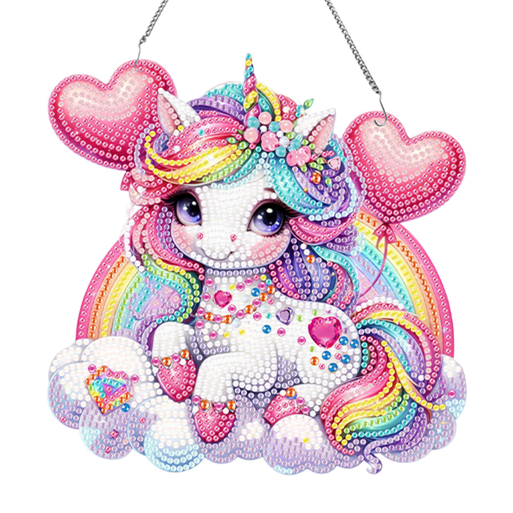 Acrylic Single-Side Unicorn Diamond Painting Hanging Pendant for Home Wall Decor