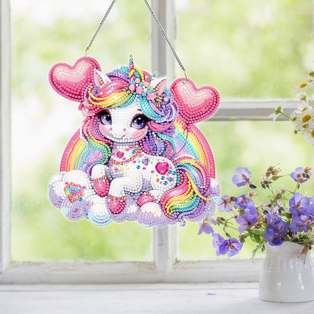 Acrylic Single-Side Unicorn Diamond Painting Hanging Pendant for Home Wall Decor