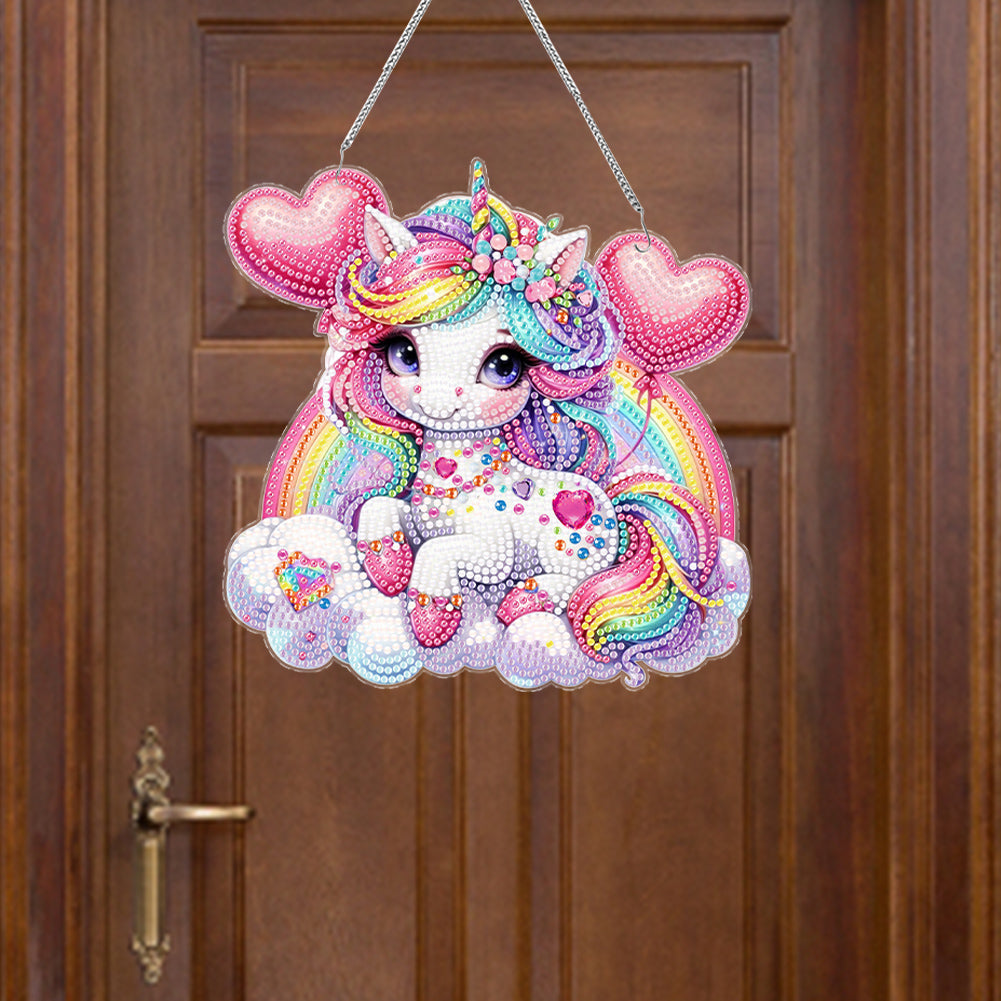 Acrylic Single-Side Unicorn Diamond Painting Hanging Pendant for Home Wall Decor