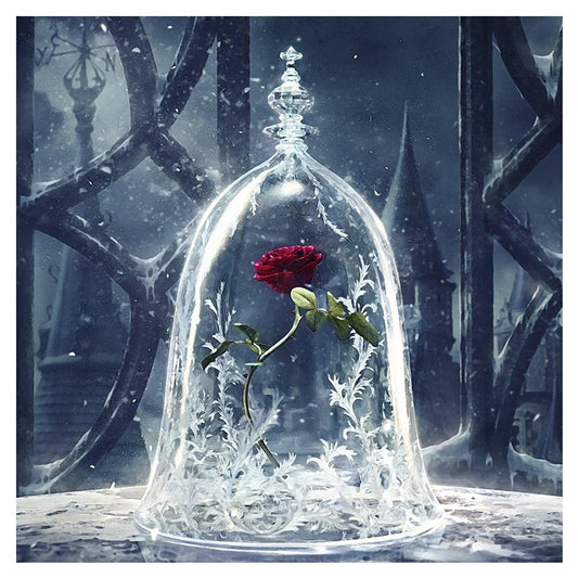 Red Rose 30*30CM(Canvas) Round Drill Diamond Painting