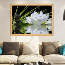 Load image into Gallery viewer, White Lotus 40*30CM(Canvas) Round Drill Diamond Painting
