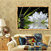 Load image into Gallery viewer, White Lotus 40*30CM(Canvas) Round Drill Diamond Painting