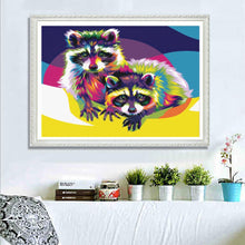 Load image into Gallery viewer, Diamond Painting - Full Round - Color Twin Raccoons (30*25CM)