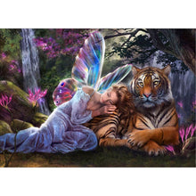 Load image into Gallery viewer, New Angel And Tiger 40*30CM(Canvas) Round Drill Diamond Painting