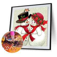 Load image into Gallery viewer, Christmas Snowman 30*30CM(Canvas) Round Drill Diamond Painting