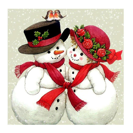 Christmas Snowman 30*30CM(Canvas) Round Drill Diamond Painting