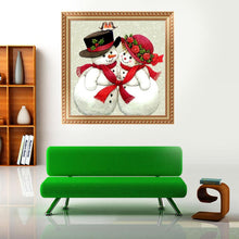 Load image into Gallery viewer, Christmas Snowman 30*30CM(Canvas) Round Drill Diamond Painting