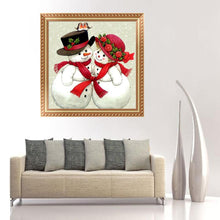 Load image into Gallery viewer, Christmas Snowman 30*30CM(Canvas) Round Drill Diamond Painting