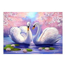 Load image into Gallery viewer, Two White Swans 40*30CM(Canvas) Round Drill Diamond Painting