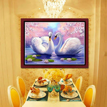Load image into Gallery viewer, Two White Swans 40*30CM(Canvas) Round Drill Diamond Painting