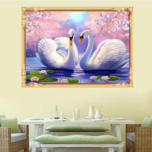 Load image into Gallery viewer, Two White Swans 40*30CM(Canvas) Round Drill Diamond Painting