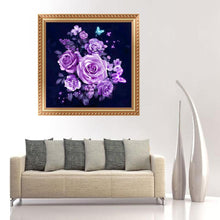 Load image into Gallery viewer, Purple Flowers 30*30CM(Canvas) Round Drill Diamond Painting