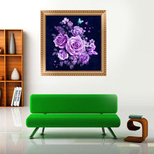 Load image into Gallery viewer, Purple Flowers 30*30CM(Canvas) Round Drill Diamond Painting