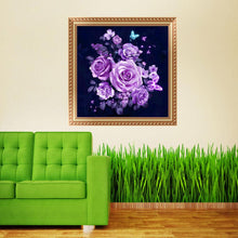 Load image into Gallery viewer, Purple Flowers 30*30CM(Canvas) Round Drill Diamond Painting
