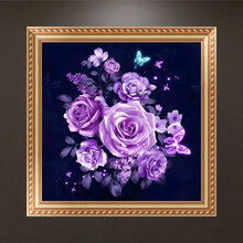 Load image into Gallery viewer, Purple Flowers 30*30CM(Canvas) Round Drill Diamond Painting