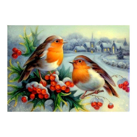 2 Birds 40*30CM(Canvas) Round Drill Diamond Painting