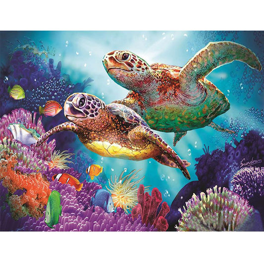 Turtles Sea 40*30CM(Canvas) Partial Round Drill Diamond Painting