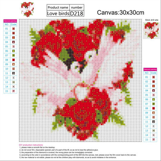 Rose Love Pigeon 30*30CM(Canvas) Full Round Drill Diamond Painting