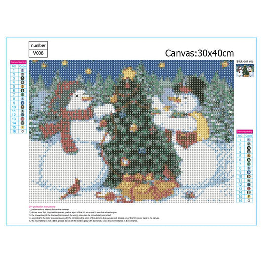 Snowman Christmas Tree 30*40CM(Canvas) Full Round Drill Diamond Painting