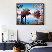 Load image into Gallery viewer, Lakeside Elk 40*30CM(Canvas) Full Round Drill Diamond Painting