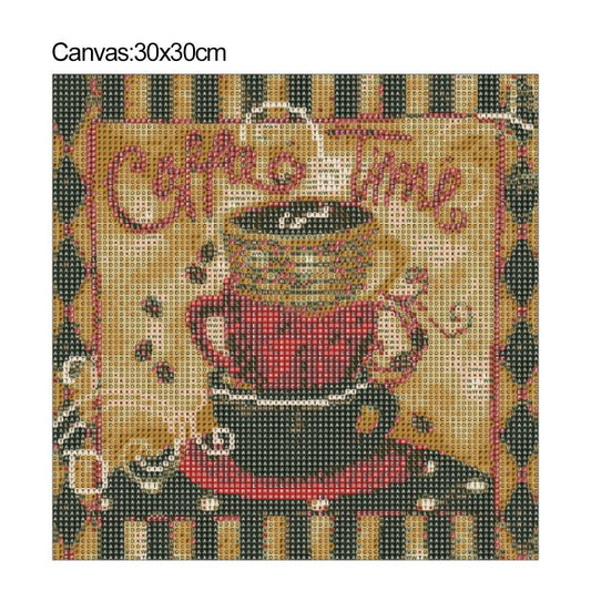 Retro Coffee 30*30CM(Canvas) Full Round Drill Diamond Painting