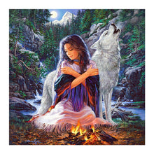 Load image into Gallery viewer, Wolf Girl 30*30CM(Canvas) Full Round Drill Diamond Painting