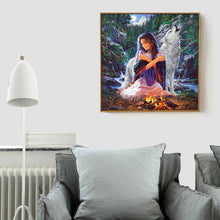 Load image into Gallery viewer, Wolf Girl 30*30CM(Canvas) Full Round Drill Diamond Painting