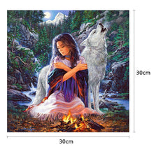 Load image into Gallery viewer, Wolf Girl 30*30CM(Canvas) Full Round Drill Diamond Painting