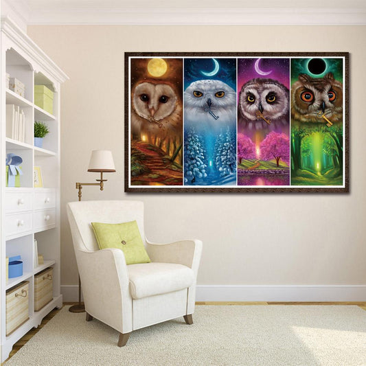 4Pcs 4 Seasons Eagle 80*45CM(Canvas) Full Round Drill Diamond Painting