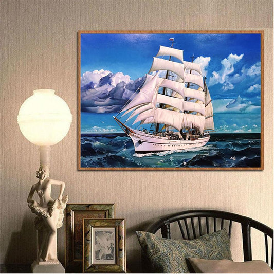 Ocean Ship 40*30CM(Canvas) Full Round Drill Diamond Painting