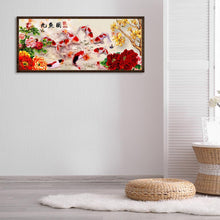 Load image into Gallery viewer, Peony 9 Fishes 80*35CM(Canvas) Full Round Drill Diamond Painting