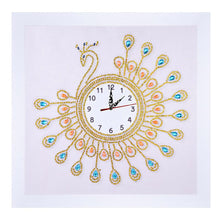 Load image into Gallery viewer, Peafowl Clock 35*35CM(Canvas) Special Shaped Drill Diamond Painting