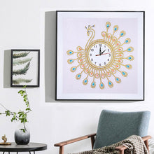 Load image into Gallery viewer, Peafowl Clock 35*35CM(Canvas) Special Shaped Drill Diamond Painting