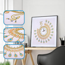 Load image into Gallery viewer, Peafowl Clock 35*35CM(Canvas) Special Shaped Drill Diamond Painting
