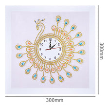 Load image into Gallery viewer, Peafowl Clock 35*35CM(Canvas) Special Shaped Drill Diamond Painting