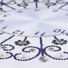 Load image into Gallery viewer, White Flower Clock 35*35CM(Canvas) Round Drill Diamond Painting