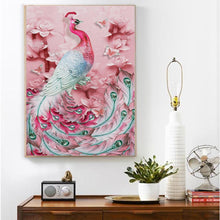 Load image into Gallery viewer, Pink Peafowl 40*30CM(Canvas) Full Round Drill Diamond Painting