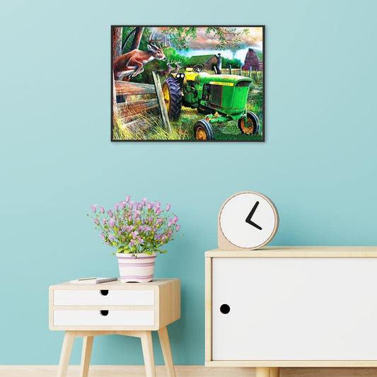 Farm Deer 40*30CM(Canvas)-Full Round Drill Diamond Painting