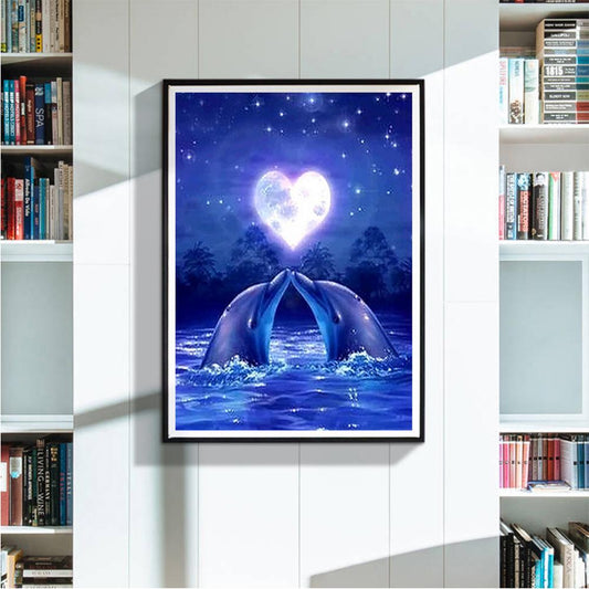 Dolphin Love 40*30CM(Canvas) Full Round Drill Diamond Painting