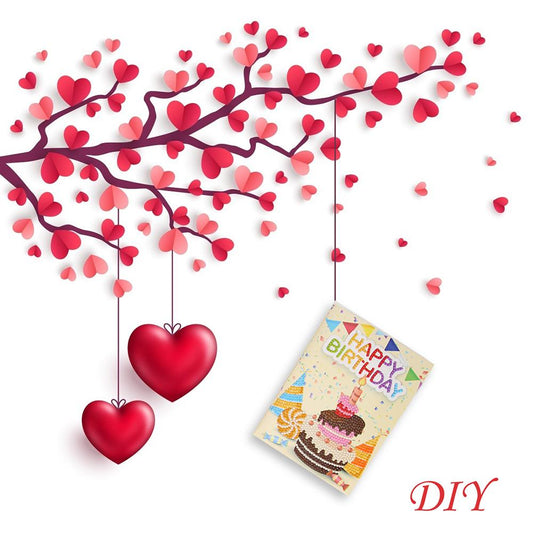 6pcs Cartoon Greeting Cards DIY Diamond Painting Birthday Postcards Craft