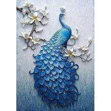 Load image into Gallery viewer, Blue Peafowl 40x30cm(canvas) full round drill diamond painting