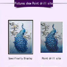 Load image into Gallery viewer, Blue Peafowl 40x30cm(canvas) full round drill diamond painting