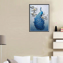 Load image into Gallery viewer, Blue Peafowl 40x30cm(canvas) full round drill diamond painting
