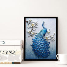 Load image into Gallery viewer, Blue Peafowl 40x30cm(canvas) full round drill diamond painting