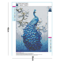 Load image into Gallery viewer, Blue Peafowl 40x30cm(canvas) full round drill diamond painting