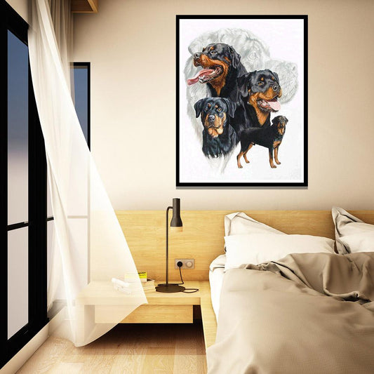 Dogs Group 40x30cm(canvas) full round drill diamond painting