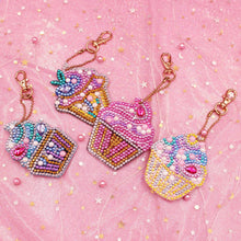 Load image into Gallery viewer, 4pcs DIY Keychain Diamond Painting Cake Ice Cream Key Ring Pendant Gift